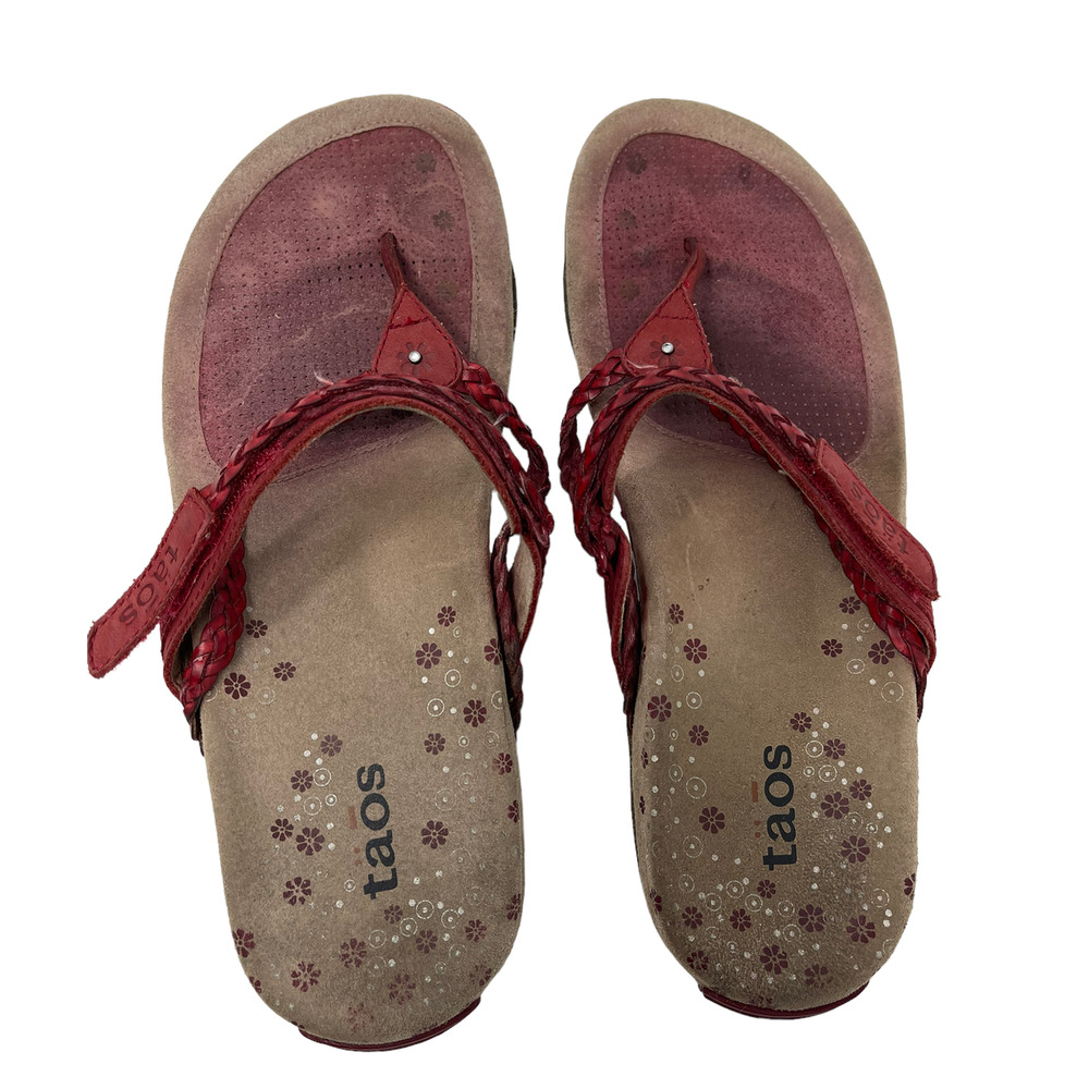 Taos Footwear Women's Red Braided Thong Sandals